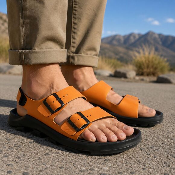 Birkenstock Sandals Mens Size 10 Orange Adjustable Buckle Backstrap Casual main image 7